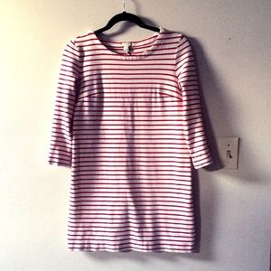 J. Crew Cotton T Shirt Dress Red Cream Striped